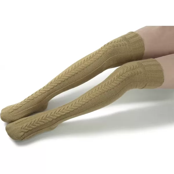 imageBomKinta Knee High Socks Women  Warm Knit Cozy Leg Warmers  Thick Boot Stockings for Women Size 510Khaki