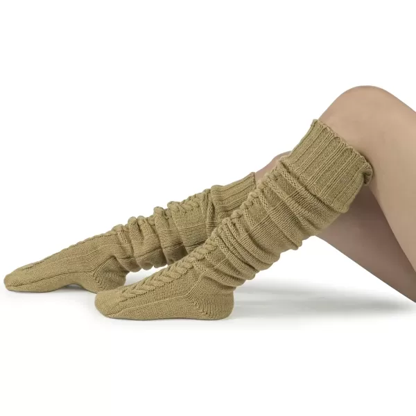 imageBomKinta Knee High Socks Women  Warm Knit Cozy Leg Warmers  Thick Boot Stockings for Women Size 510Khaki