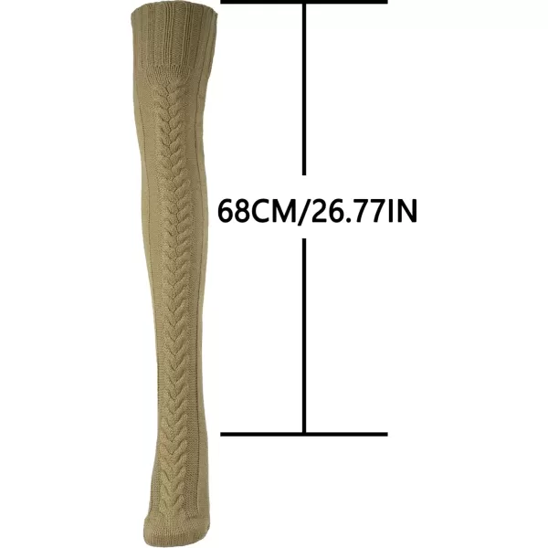 imageBomKinta Knee High Socks Women  Warm Knit Cozy Leg Warmers  Thick Boot Stockings for Women Size 510Khaki