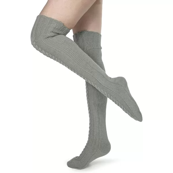 imageBomKinta Knee High Socks Women  Warm Knit Cozy Leg Warmers  Thick Boot Stockings for Women Size 510Light Gray