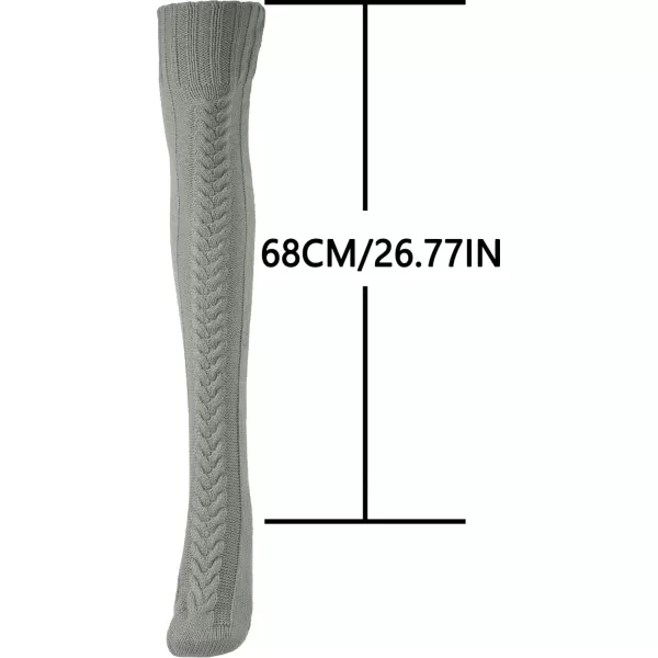 imageBomKinta Knee High Socks Women  Warm Knit Cozy Leg Warmers  Thick Boot Stockings for Women Size 510Light Gray
