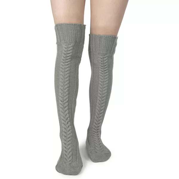 imageBomKinta Knee High Socks Women  Warm Knit Cozy Leg Warmers  Thick Boot Stockings for Women Size 510Light Gray