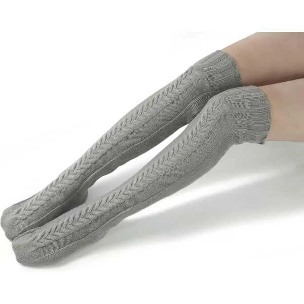 imageBomKinta Knee High Socks Women  Warm Knit Cozy Leg Warmers  Thick Boot Stockings for Women Size 510Light Gray