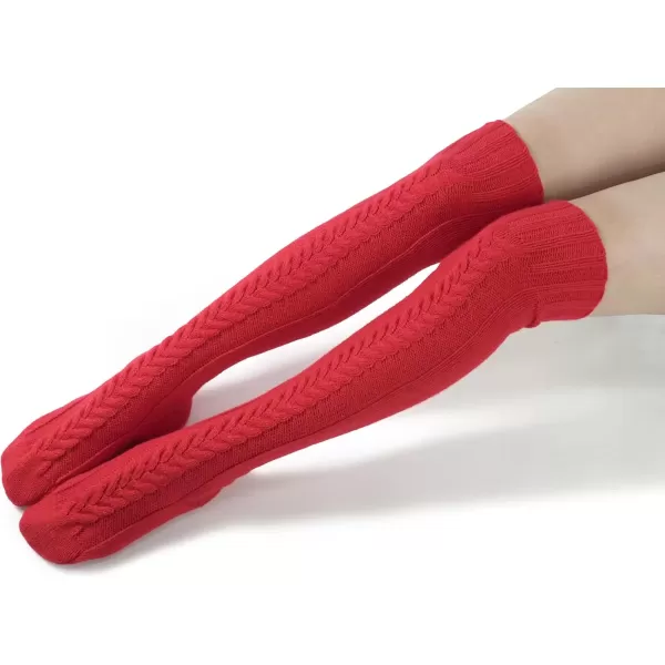 imageBomKinta Knee High Socks Women  Warm Knit Cozy Leg Warmers  Thick Boot Stockings for Women Size 510Red
