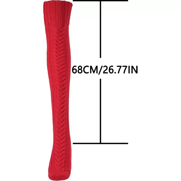 imageBomKinta Knee High Socks Women  Warm Knit Cozy Leg Warmers  Thick Boot Stockings for Women Size 510Red