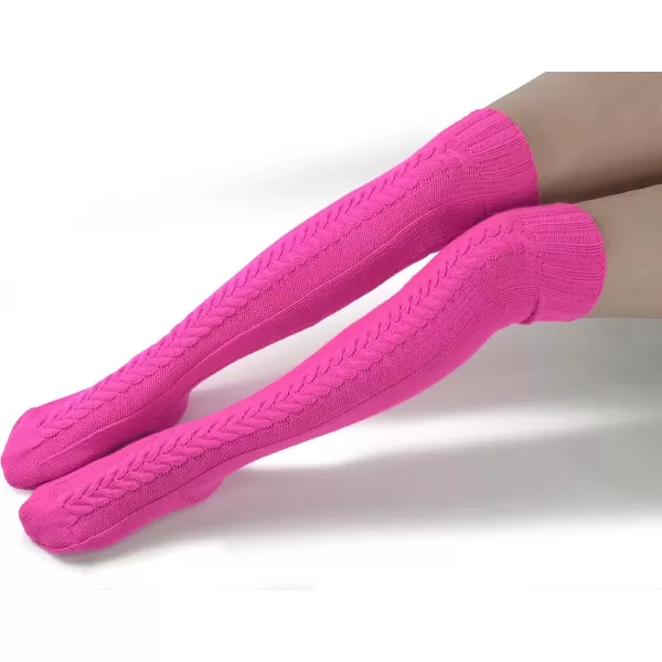 imageBomKinta Knee High Socks Women  Warm Knit Cozy Leg Warmers  Thick Boot Stockings for Women Size 510Rose