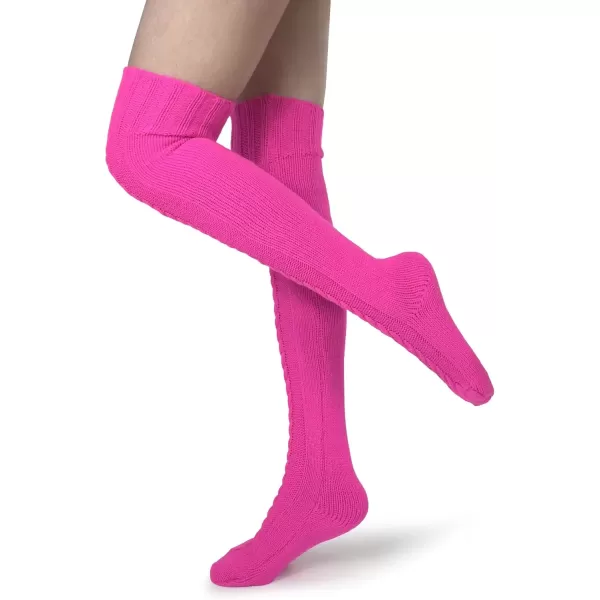 imageBomKinta Knee High Socks Women  Warm Knit Cozy Leg Warmers  Thick Boot Stockings for Women Size 510Rose
