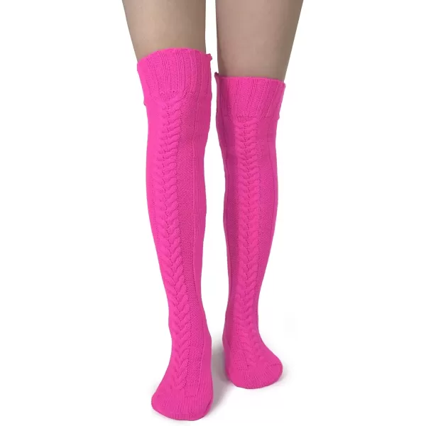 imageBomKinta Knee High Socks Women  Warm Knit Cozy Leg Warmers  Thick Boot Stockings for Women Size 510Rose