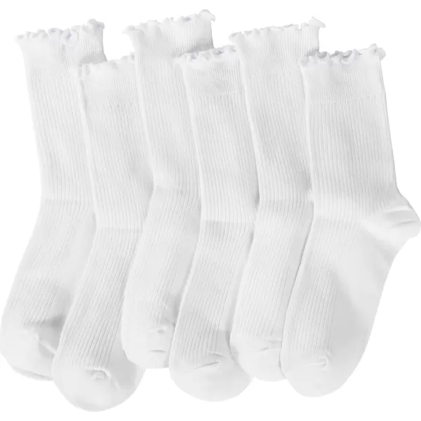 imageBomKinta Ruffle Socks Women  TurnCuff Frilly Sock  Lightweight Cotton SocksAll White