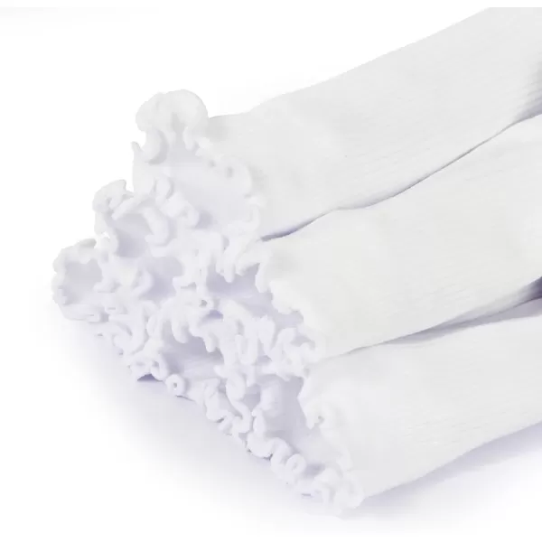 imageBomKinta Ruffle Socks Women  TurnCuff Frilly Sock  Lightweight Cotton SocksAll White