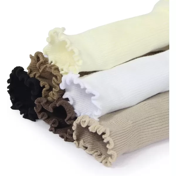 imageBomKinta Ruffle Socks Women  TurnCuff Frilly Sock  Lightweight Cotton SocksBlack  Coffee  Cream  Khaki  Brown  White