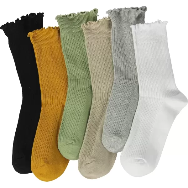 imageBomKinta Ruffle Socks Women  TurnCuff Frilly Sock  Lightweight Cotton SocksBlack  Gold  Gray  White  Yellow  Green