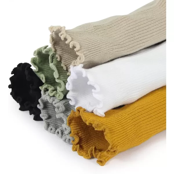 imageBomKinta Ruffle Socks Women  TurnCuff Frilly Sock  Lightweight Cotton SocksBlack  Gold  Gray  White  Yellow  Green