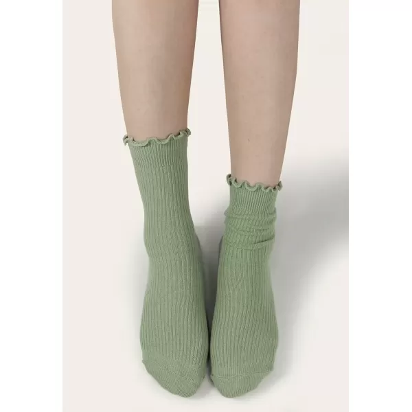 imageBomKinta Ruffle Socks Women  TurnCuff Frilly Sock  Lightweight Cotton SocksBlack  Gold  Gray  White  Yellow  Green