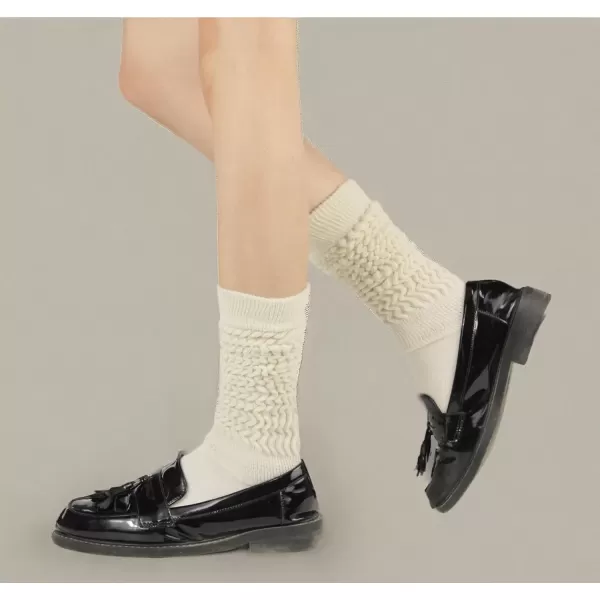 imageBomKinta Slouch Socks Women Thigh High Boot Socks Soft Scrunch Socks Size 511Black White Cream 3 Paris