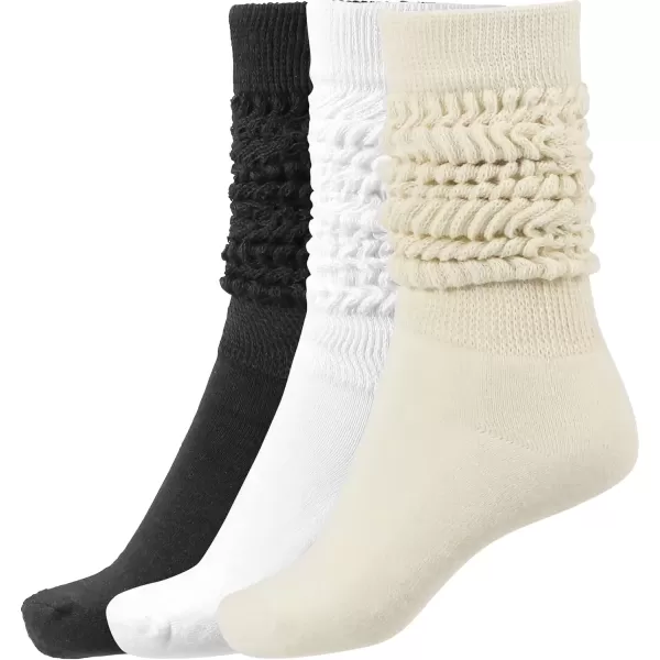 imageBomKinta Slouch Socks Women Thigh High Boot Socks Soft Scrunch Socks Size 511Black White Cream 3 Paris