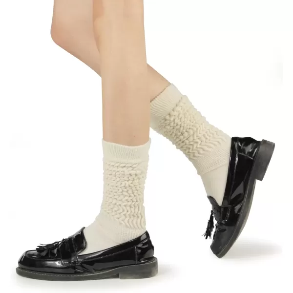 imageBomKinta Slouch Socks Women Thigh High Boot Socks Soft Scrunch Socks Size 511Black White Cream 3 Paris