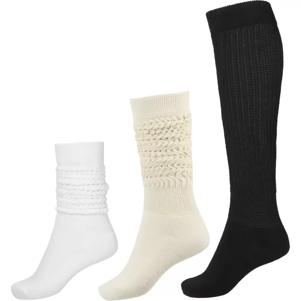 imageBomKinta Slouch Socks Women Thigh High Boot Socks Soft Scrunch Socks Size 511Black White Cream 3 Paris