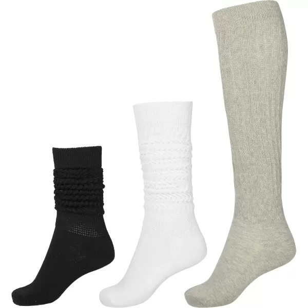 imageBomKinta Slouch Socks Women Thigh High Boot Socks Soft Scrunch Socks Size 511Black White Grey 3 Paris