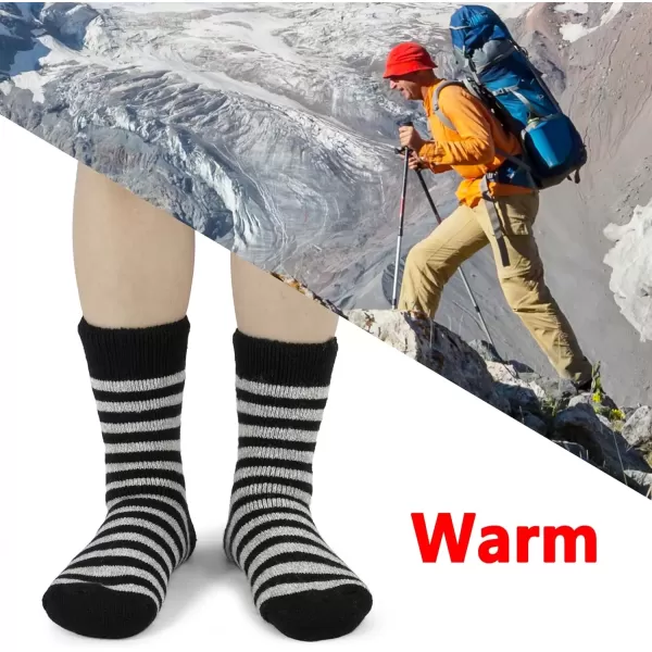 imageBomKinta Thermal Socks Men  Winter Warm Socks for Cold Weather Crew Socks  Cozy Soft Thick Christmas Boot Socks Size 7111 Pair  Striped Black