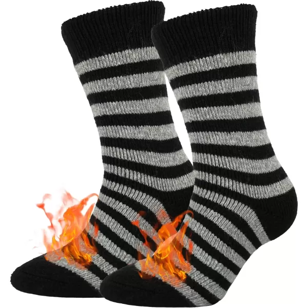 imageBomKinta Thermal Socks Men  Winter Warm Socks for Cold Weather Crew Socks  Cozy Soft Thick Christmas Boot Socks Size 7111 Pair  Striped Black