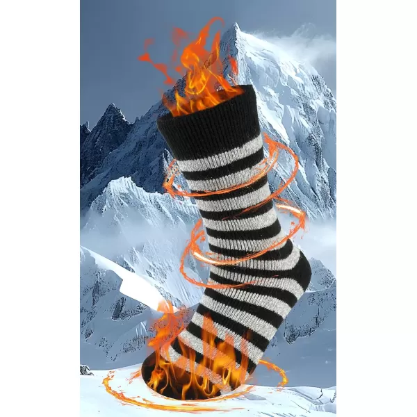 imageBomKinta Thermal Socks Men  Winter Warm Socks for Cold Weather Crew Socks  Cozy Soft Thick Christmas Boot Socks Size 7111 Pair  Striped Black