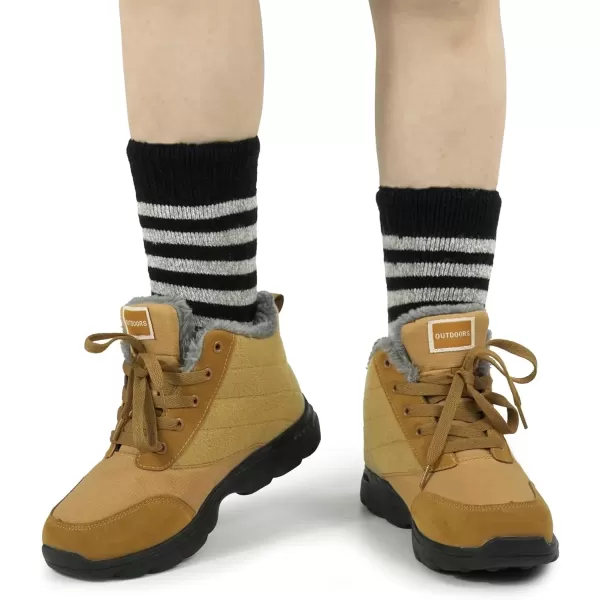 imageBomKinta Thermal Socks Men  Winter Warm Socks for Cold Weather Crew Socks  Cozy Soft Thick Christmas Boot Socks Size 7111 Pair  Striped Black