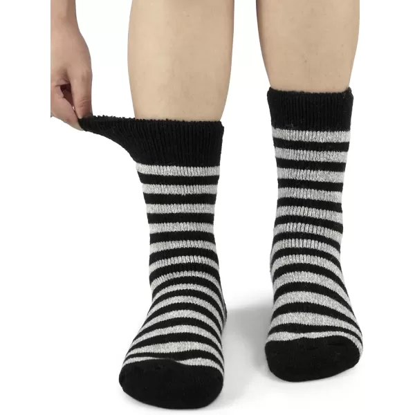 imageBomKinta Thermal Socks Men  Winter Warm Socks for Cold Weather Crew Socks  Cozy Soft Thick Christmas Boot Socks Size 7111 Pair  Striped Black