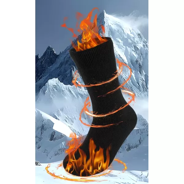 imageBomKinta Thermal Socks Men  Winter Warm Socks for Cold Weather Crew Socks  Cozy Soft Thick Christmas Boot Socks Size 7112 Pairs  Black Black