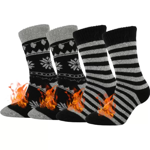 2 Pairs - Striped Black Christmas Black
