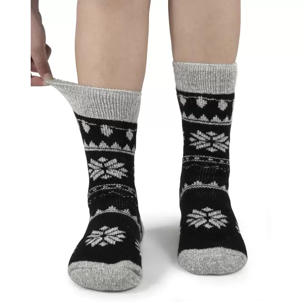 imageBomKinta Thermal Socks Men  Winter Warm Socks for Cold Weather Crew Socks  Cozy Soft Thick Christmas Boot Socks Size 7112 Pairs  Striped Black Christmas Black
