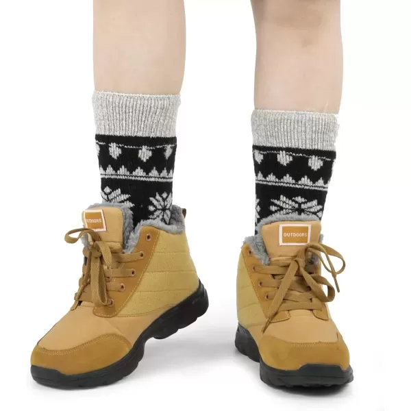 imageBomKinta Thermal Socks Men  Winter Warm Socks for Cold Weather Crew Socks  Cozy Soft Thick Christmas Boot Socks Size 7112 Pairs  Striped Black Christmas Black