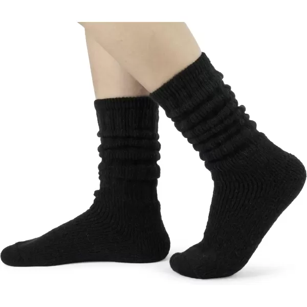 imageBomKinta Thick Slouch Socks Women  Long Soft Scrunch Knee High Boot Socks  Stack Socks for Women 3 Pair Pack Size 5103 Pairs  Black White Beige