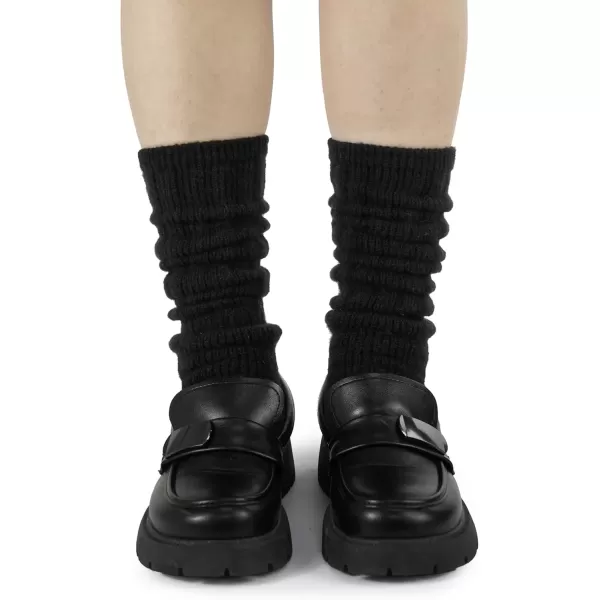 imageBomKinta Thick Slouch Socks Women  Long Soft Scrunch Knee High Boot Socks  Stack Socks for Women 3 Pair Pack Size 5103 Pairs  Black White Gray