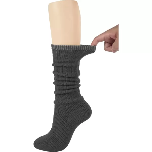 imageBomKinta Thick Slouch Socks Women  Long Soft Scrunch Knee High Boot Socks  Stack Socks for Women 3 Pair Pack Size 5103 Pairs  Black White Gray