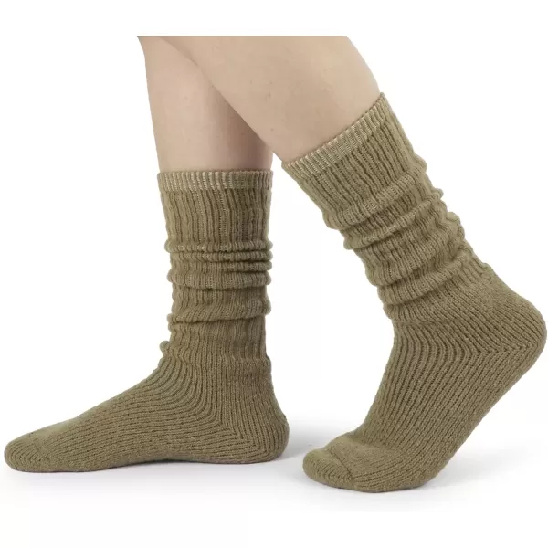 imageBomKinta Thick Slouch Socks Women  Long Soft Scrunch Knee High Boot Socks  Stack Socks for Women 3 Pair Pack Size 5103 Pairs  Black White Khaki