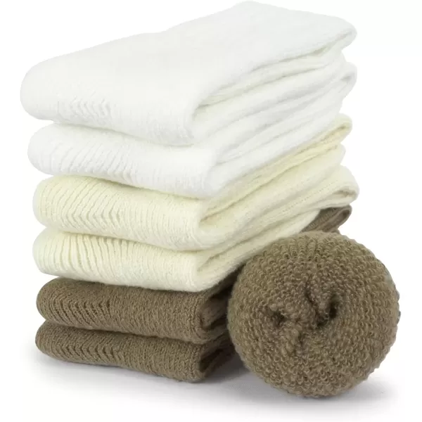 imageBomKinta Thick Slouch Socks Women  Long Soft Scrunch Knee High Boot Socks  Stack Socks for Women 3 Pair Pack Size 5103 Pairs  White Beige Khaki