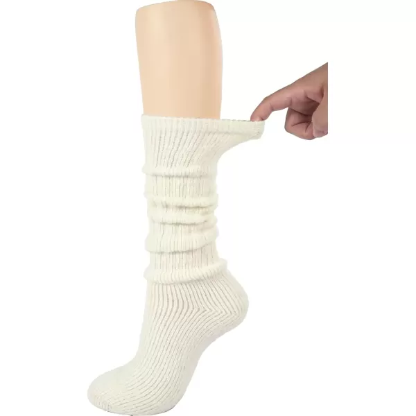 imageBomKinta Thick Slouch Socks Women  Long Soft Scrunch Knee High Boot Socks  Stack Socks for Women 3 Pair Pack Size 5103 Pairs  White Beige Khaki