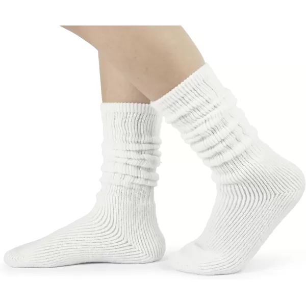 imageBomKinta Thick Slouch Socks Women  Long Soft Scrunch Knee High Boot Socks  Stack Socks for Women 3 Pair Pack Size 5103 Pairs  White Beige Khaki