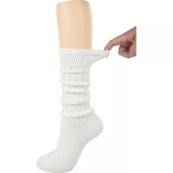imageBomKinta Thick Slouch Socks Women  Long Soft Scrunch Knee High Boot Socks  Stack Socks for Women 3 Pair Pack Size 5103 Pairs  White White White