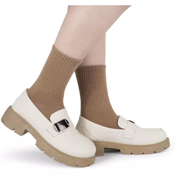 imageBomKinta Women Casual Calf Socks  Cute Cotton Crew Socks  Thin Soft Above Ankle Socks 6 Pairs Size 5106 Pairs  White beige brown light Brown khaki black
