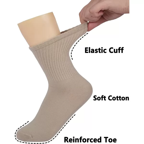 imageBomKinta Women Casual Calf Socks  Cute Cotton Crew Socks  Thin Soft Above Ankle Socks 6 Pairs Size 5106 Pairs  White beige brown light Brown khaki black