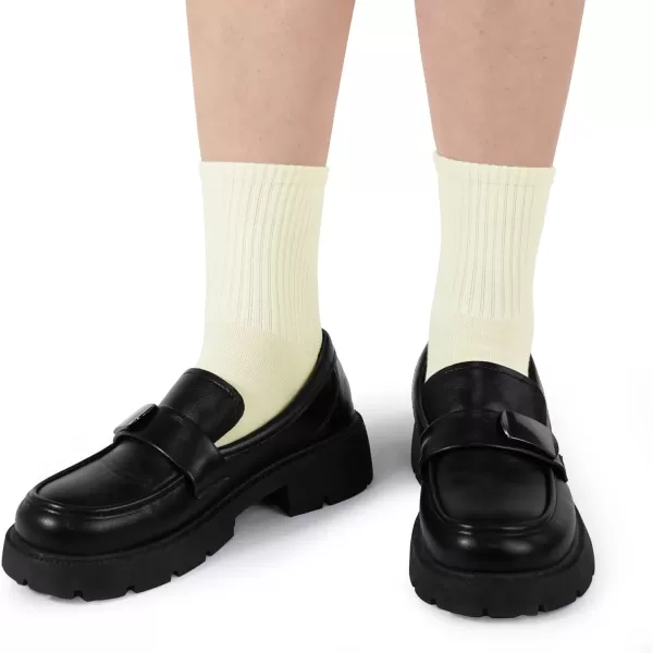 imageBomKinta Women Casual Calf Socks  Cute Cotton Crew Socks  Thin Soft Above Ankle Socks 6 Pairs Size 5106 Pairs  White beige brown light Brown khaki black