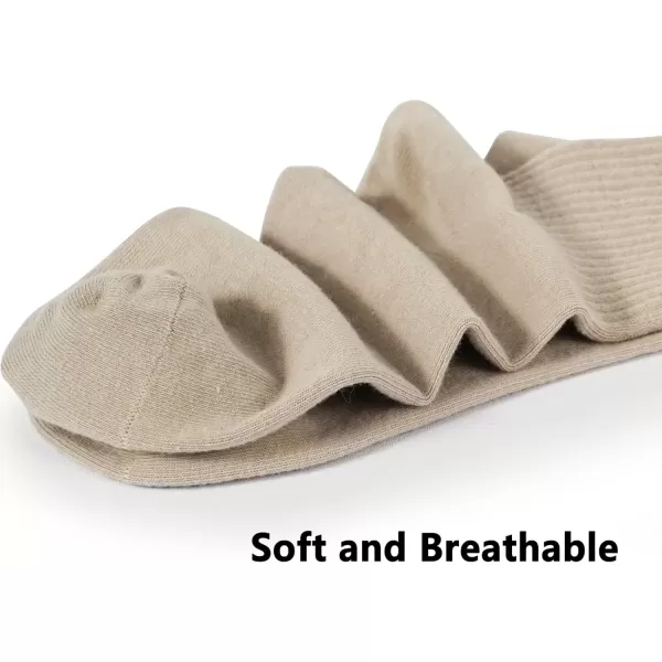 imageBomKinta Women Casual Calf Socks  Cute Cotton Crew Socks  Thin Soft Above Ankle Socks 6 Pairs Size 5106 Pairs  White beige brown light Brown khaki black