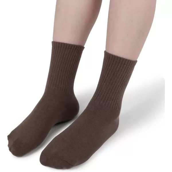 imageBomKinta Women Casual Calf Socks  Cute Cotton Crew Socks  Thin Soft Above Ankle Socks 6 Pairs Size 5106 Pairs  White beige brown light Brown khaki black