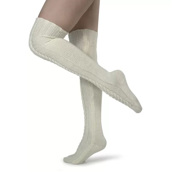 imageBomKinta Women Knee High Socks Warm Thick Knit Cozy Boot Stockings Size 510Beige