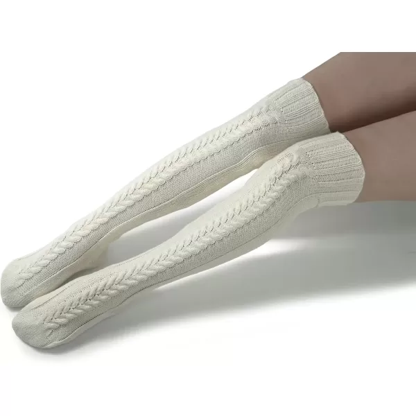 imageBomKinta Women Knee High Socks Warm Thick Knit Cozy Boot Stockings Size 510Beige