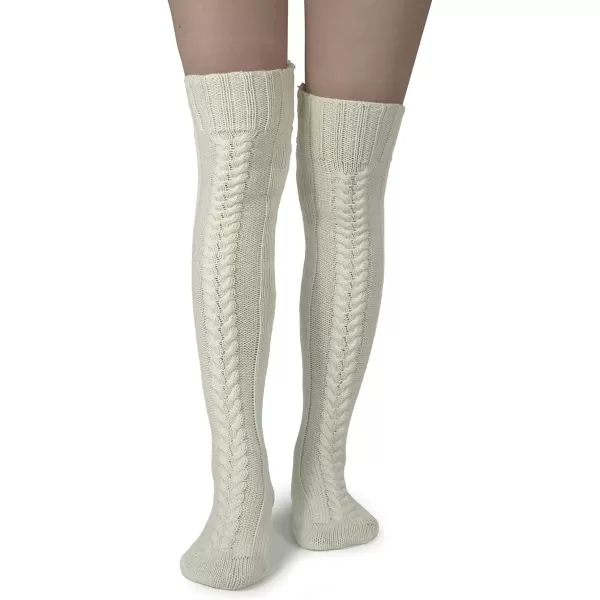 imageBomKinta Women Knee High Socks Warm Thick Knit Cozy Boot Stockings Size 510Beige