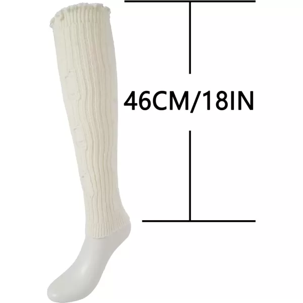 imageBomKinta Women Leg Warmers with Holes  Warm Ruffle Stripe Leg Sleeves  Winter Knee High Footless Socks1 Pair  Beige