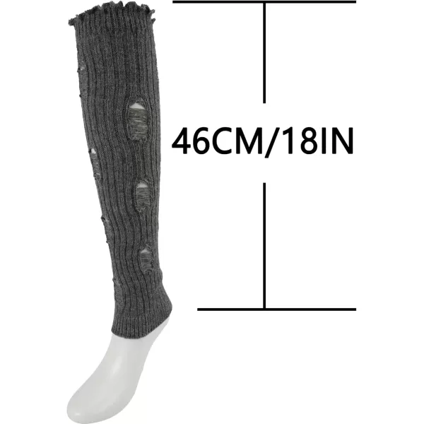 imageBomKinta Women Leg Warmers with Holes  Warm Ruffle Stripe Leg Sleeves  Winter Knee High Footless Socks1 Pair  Grey